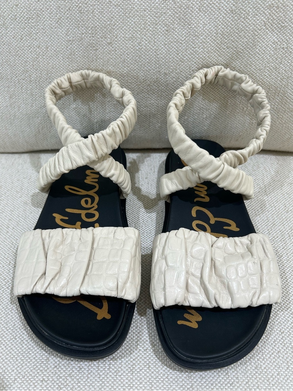 Sam Edelman Leather Cream Velma Crocodile Strap Sandal Open Toe Women Sz 7 NWOT